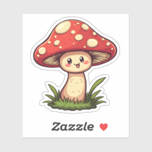 Sticker Cute Kawaii Mushroom Amusant Whimsical Nature Desi
