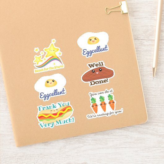 Sticker Cute Kawaii Nourriture Motivationnelle Mots (Carnet)