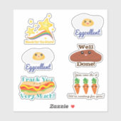 Sticker Cute Kawaii Nourriture Motivationnelle Mots (Feuille)