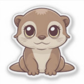 Sticker Cute Kawaii Otter Adorable Animal Fun Art (Devant)