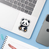 Sticker Cute Kawaii Panda (Ordinateur portable avec iPhone)