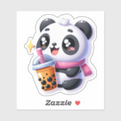 Sticker Cute Kawaii Panda Boissons Boba Bubble Tea Kawaii (Feuille)
