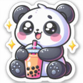 Sticker Cute Kawaii Panda Boissons Boba Bubble Tea Kawaii (Devant)