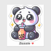 Sticker Cute Kawaii Panda Boissons Boba Bubble Tea Kawaii (Feuille)
