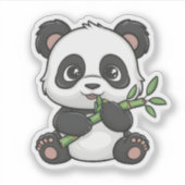 Sticker Cute Kawaii Panda Manger Amoureux des animaux Bamb (Devant)