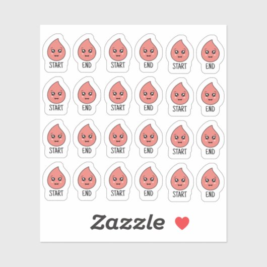Sticker Cute Kawaii Période Tracker Cycle Menstrual Planne (Feuille)