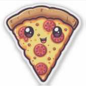 Sticker Cute Kawaii Pizza Slice Fun Cartoon Pizza (Devant)