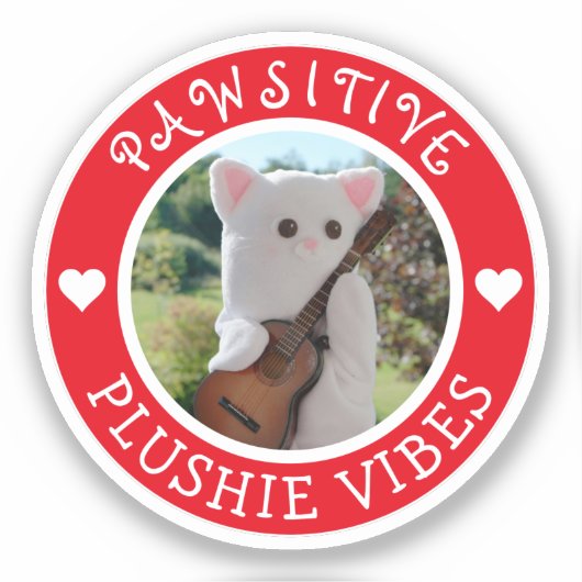 Sticker Cute Kawaii Red Pawsitive Plushie Vibes Photo (Recto)
