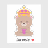 Sticker Cute Kawaii Rose princesse royale ours (Feuille)