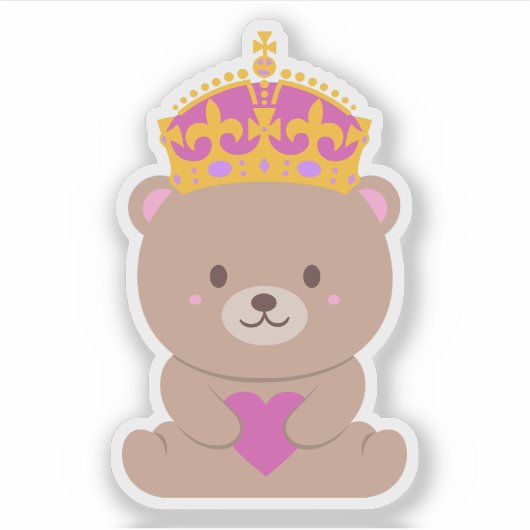 Sticker Cute Kawaii Rose princesse royale ours (Devant)