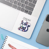 Sticker Cute Kawaii Skunk with Bubble Tea Personnalisé (Ordinateur portable avec iPhone)