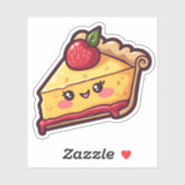 Sticker Cute Kawaii Slice of Pie Dessert Fun Art (Feuille)