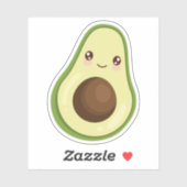 Sticker Cute Kawaii Smiling Avocado (Feuille)