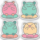 Sticker Cute Kawaii Style Hamsters de Dessin Personnalisé (Devant)
