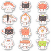 Sticker Cute Kawaii Sushi Sashimi nourriture japonaise Sti (Devant)