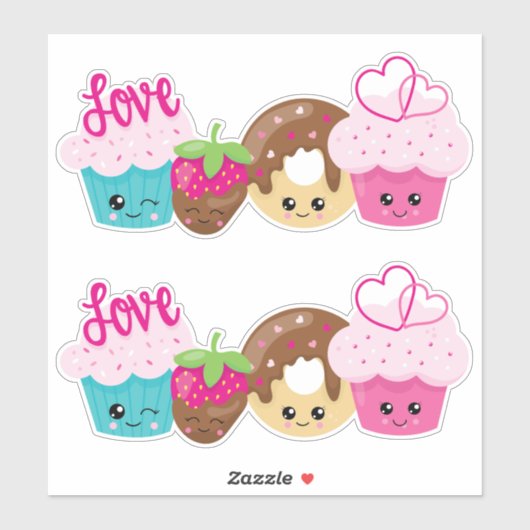 Sticker Cute Kawaii Sweets Valentine (Feuille)