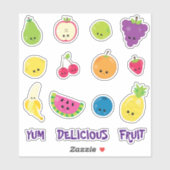 Sticker Cute Kawaii Yum Délicieux fruits (Feuille)