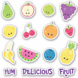 Sticker Cute Kawaii Yum Délicieux fruits