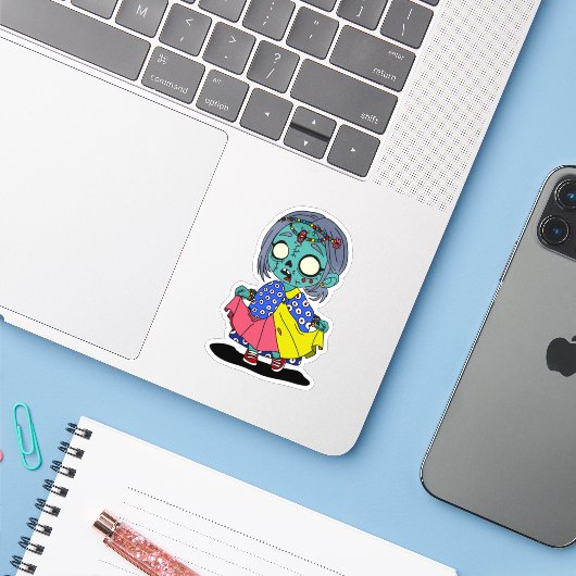 Sticker Cute kényan Zombie (Ordinateur portable avec iPhone)
