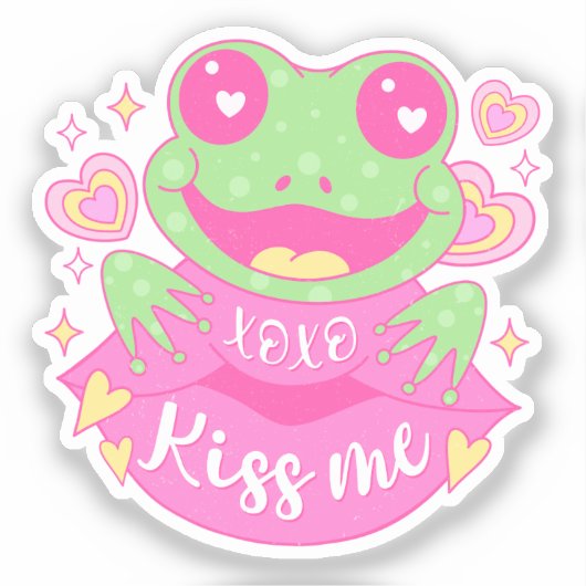 Sticker Cute Kiss Me Frog - Xoxo (Recto)