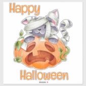 Sticker Cute Kitten et Jack-O-Lantern (Feuille)