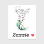 Sticker Cute Kitten Purrmaid - Fun Mermaid Design de chat (Feuille)