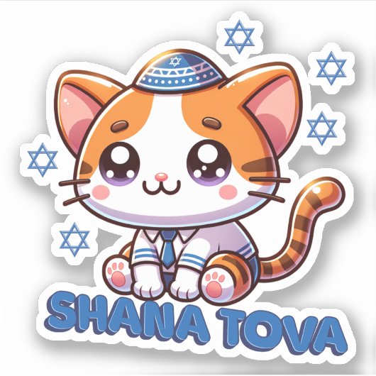 Sticker Cute Kitty Shana Tova (Devant)