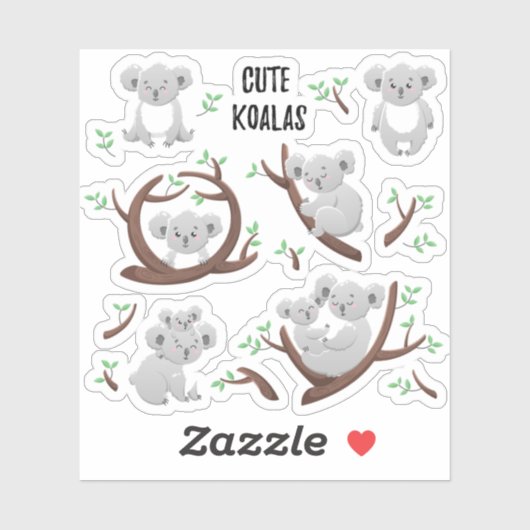 Sticker Cute koala jouer avec beau garçon Australie (Feuille)