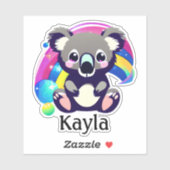 Sticker Cute Koala Ours et arc-en-ciel personnalisés (Feuille)