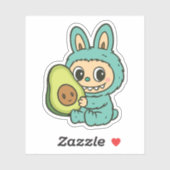 Sticker Cute Labubu with Avocado (Feuille)