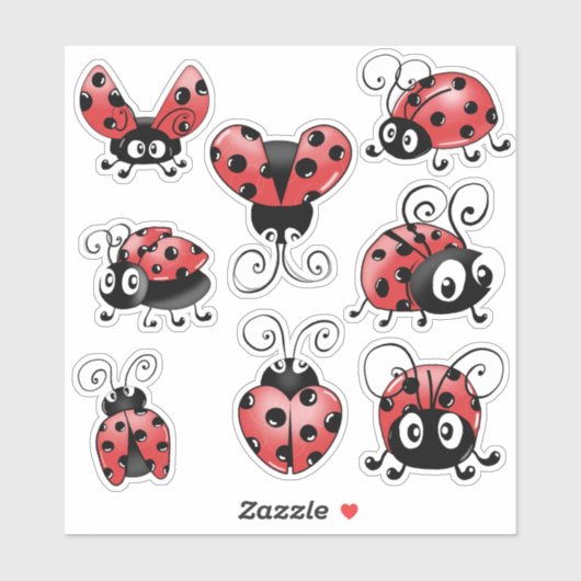 Sticker Cute Ladybug (Feuille)