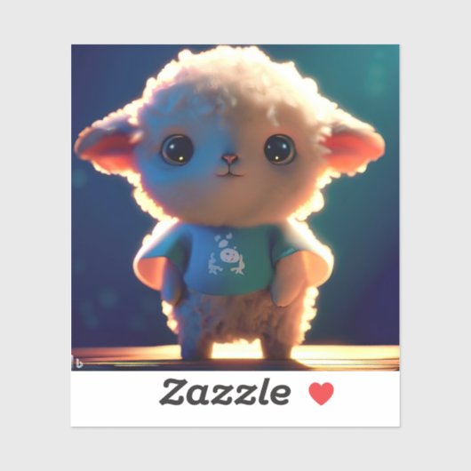 Sticker Cute lamb with a t-shirt (Feuille)