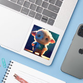 Sticker Cute lamb with a t-shirt (Ordinateur portable avec iPhone)