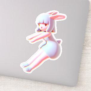 Sticker Cute lapin Cheer Circulaire Catching Air Pom-pom g