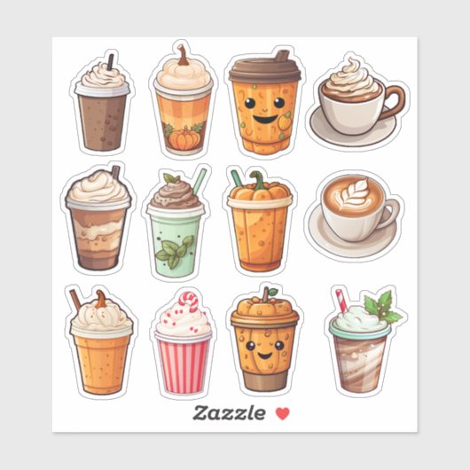 Sticker Cute latte de café (Feuille)