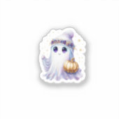 Sticker Cute Lavendar Purple Ghost Halloween Éffrayant Bou (Recto)