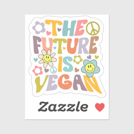 Sticker Cute L'Avenir est Vegan, Vegan (Feuille)