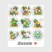 Sticker Cute Leprechaun Rainbow St. Patrick's Day Set (Feuille)