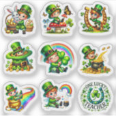 Sticker Cute Leprechaun Rainbow St. Patrick's Day Set (Devant)