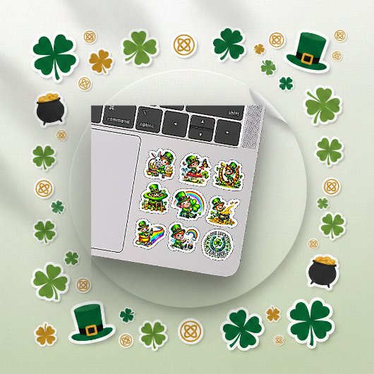 Sticker Cute Leprechaun Rainbow St. Patrick's Day Set