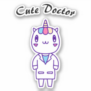 Sticker Cute Licorne Docteur en Médecine – Stéthoscope drô
