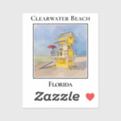 Sticker Cute Lifeguard Tower, Clearwater Beach Florida (Feuille)