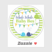 Sticker Cute Lime Green Whale Baby shower pour bébé garçon (Feuille)