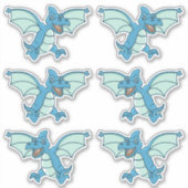 Sticker Cute Little Blue et Green Dinosaur Dragons (Devant)