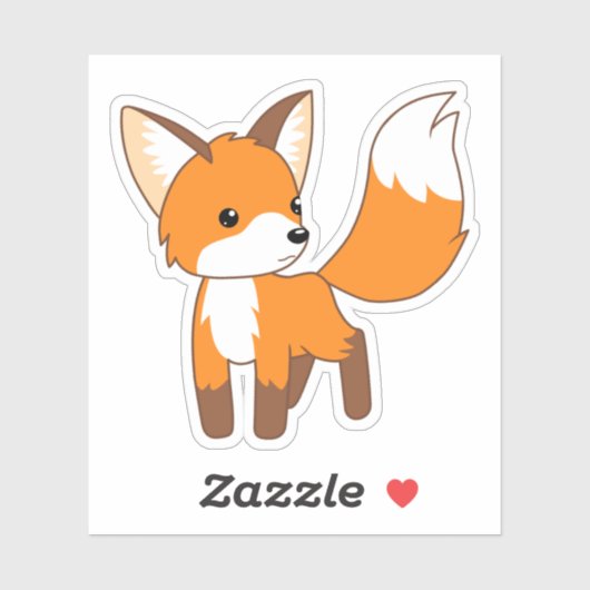Sticker Cute Little Fox (Feuille)