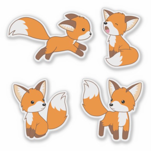 Sticker Cute Little Fox, Set 4 (Devant)