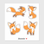 Sticker Cute Little Fox, Set 4 (Feuille)
