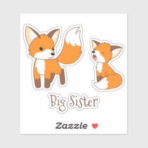 Sticker Cute Little Foxes - Big Sister
