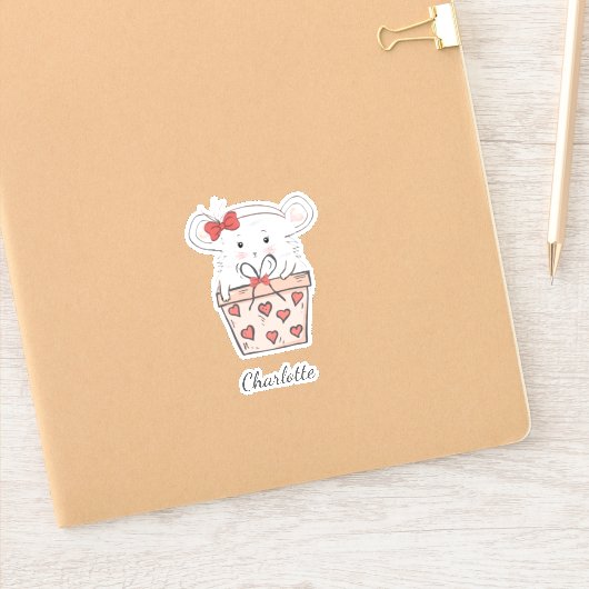 Sticker Cute Little Girl Hamster tendance (Carnet)
