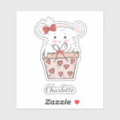Sticker Cute Little Girl Hamster tendance (Feuille)